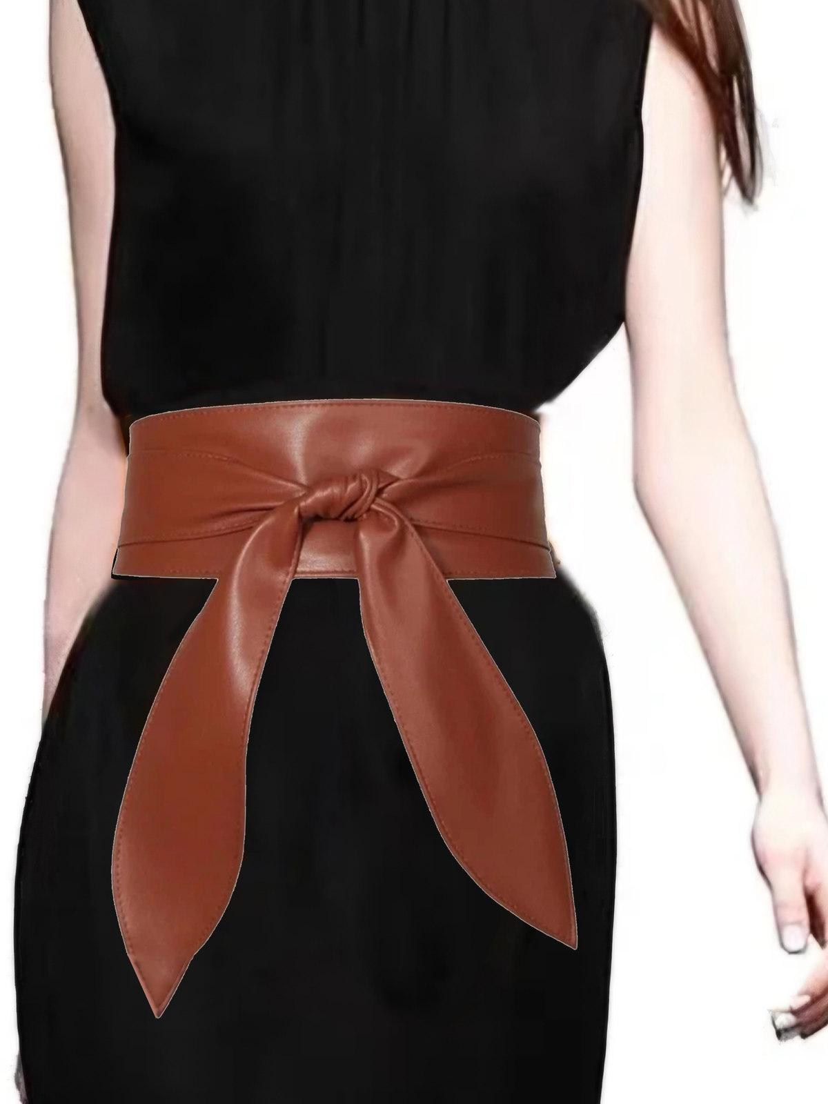 Sculpt Obi wrap belt in cognac